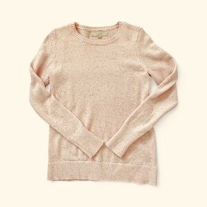 LOFT Ann Taylor Light Pink Marled Crew Neck Sweater